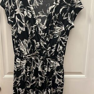 Banana Republic Elegant Black and White Floral Dress